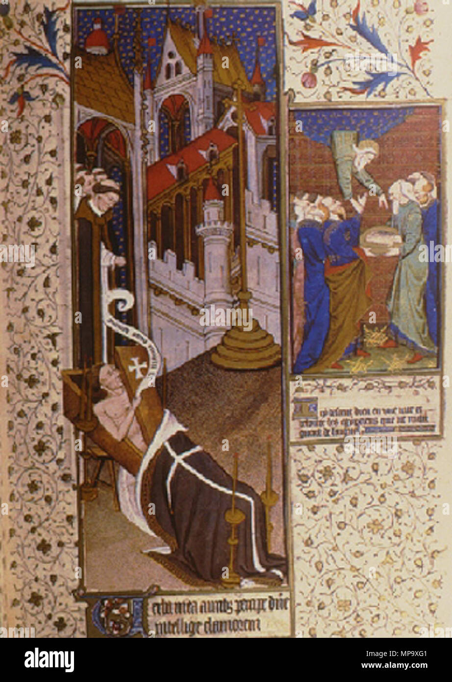 . Office of the dead (Corpse in the coffin) . 15th century. The Rohan Master 845 Maitre de Rohan (office of the dead) Stock Photo