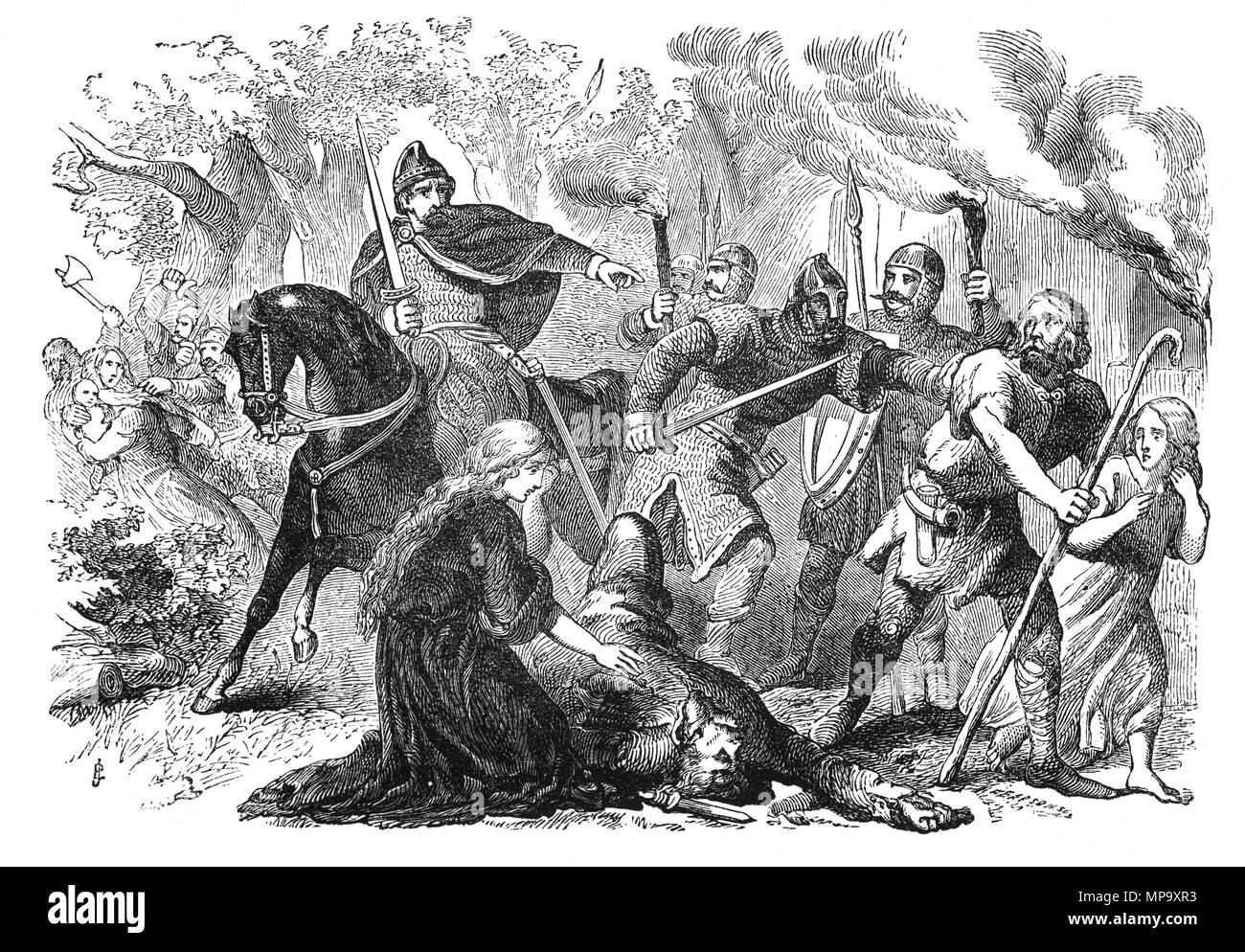 Following the Norman Conquest, the New Forest was proclaimed a royal forest, in about 1079, by William the Conqueror for royal hunts, mainly of deer. Twelfth-century chroniclers alleged that William had created the forest by evicting the inhabitants of 36 parishes, (pictured) reducing a flourishing district to a wasteland. However, this account is thought dubious by most historians, as the poor soil in much of the area is believed to have been incapable of supporting large-scale agriculture, and significant areas appear to have always been uninhabited. Stock Photo