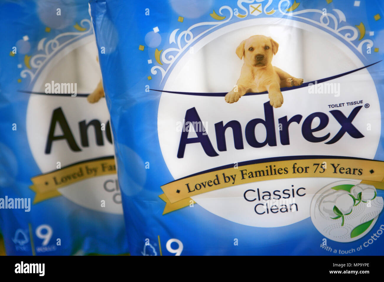 Packets of Andrex toilet paper rolls Stock Photo - Alamy