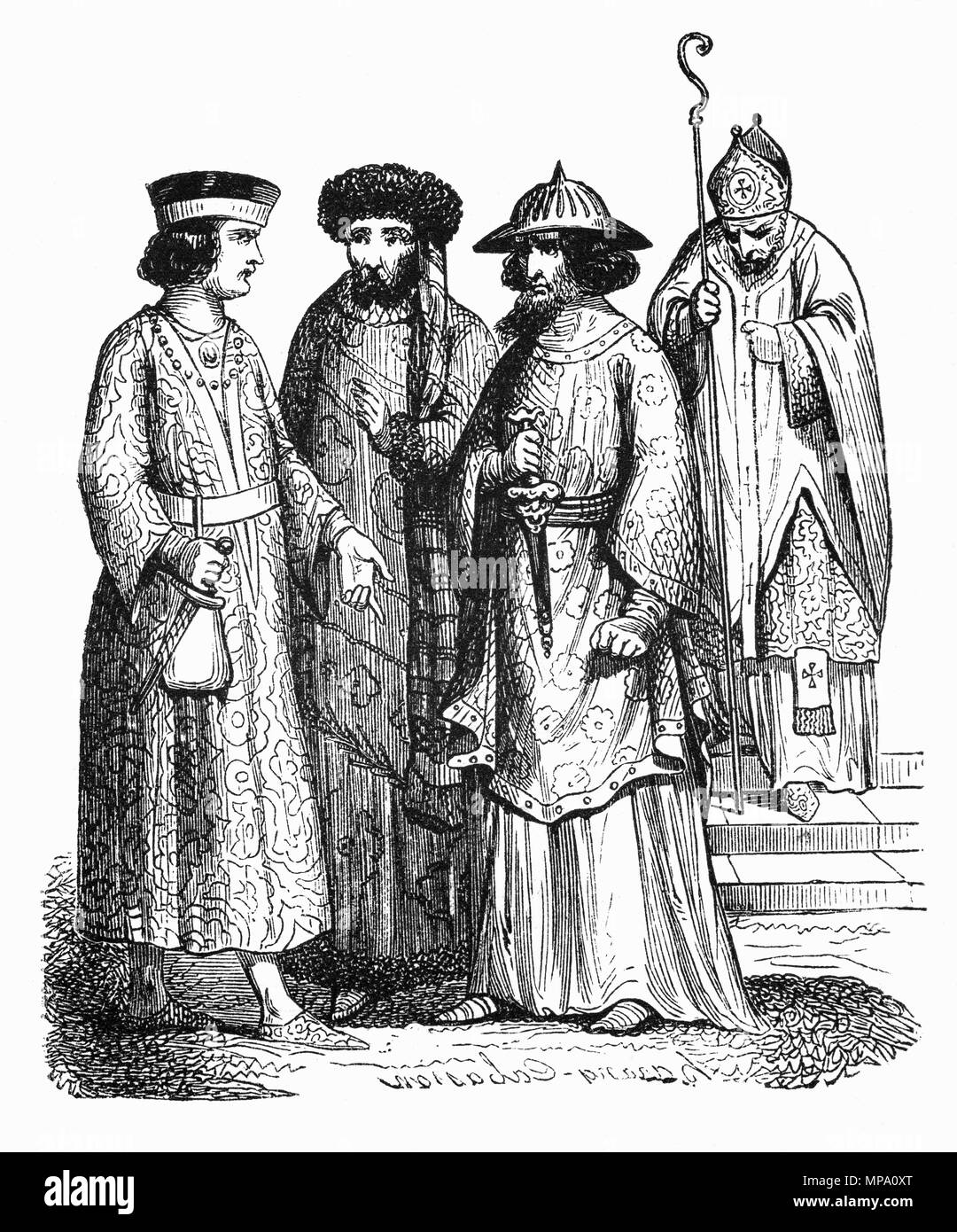 The attire of Bishops and Lords in England during the early part of the 12th Century Stock Photo