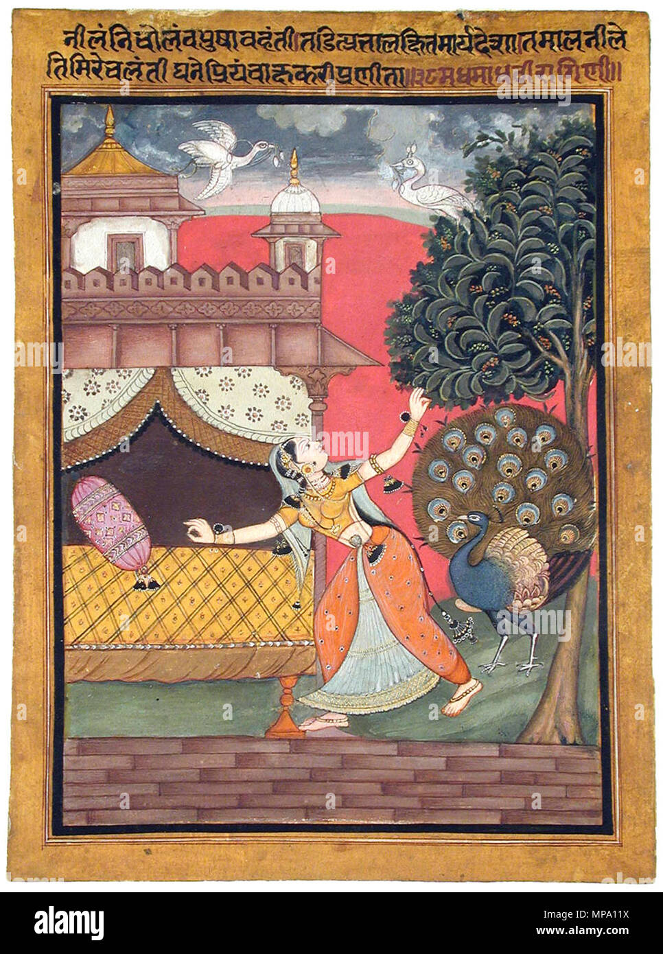 . English: Series Title: Ragamala Suite Name: Ragamala Display Artist: Shiv Chand Creation Date: ca. 1610 Display Dimensions: 8 13/16 in. x 6 3/8 in. (22.4 cm x 16.2 cm) Credit Line: Edwin Binney 3rd Collection Accession Number: 1990.319 Collection: <a href='http://www.sdmart.org/art/our-collection/asian-art' rel='nofollow'>The San Diego Museum of Art</a> . 2 October 2001, 13:59:29. English: thesandiegomuseumofartcollection 839 Madhumadhavi Ragini of Bhairav (6125074858) Stock Photo