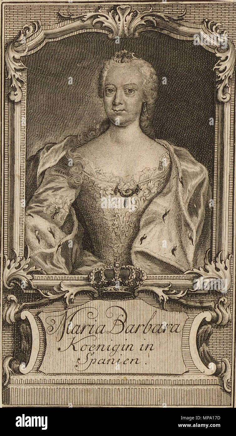 . English: Maria Barbara of Portugal, Queen of Spain . 18th century. Unknown 856 Maria Barbara, Koenigin in Spanien Stock Photo