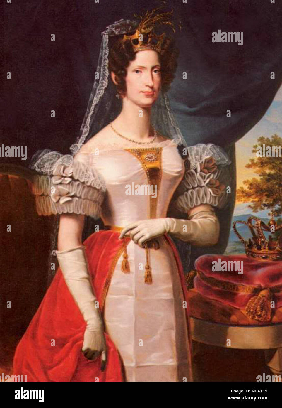 .  English: Portrait of Maria Theresa of Austria (1801–1855), queen of Sardinia and wife of Charles Albert . 19th century.   858 Maria Teresa d'Asburgo-Toscana Stock Photo