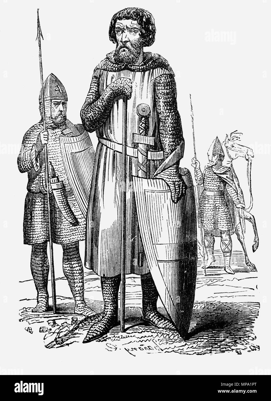 Military attire in England during the early part of the 12th Century Stock Photo