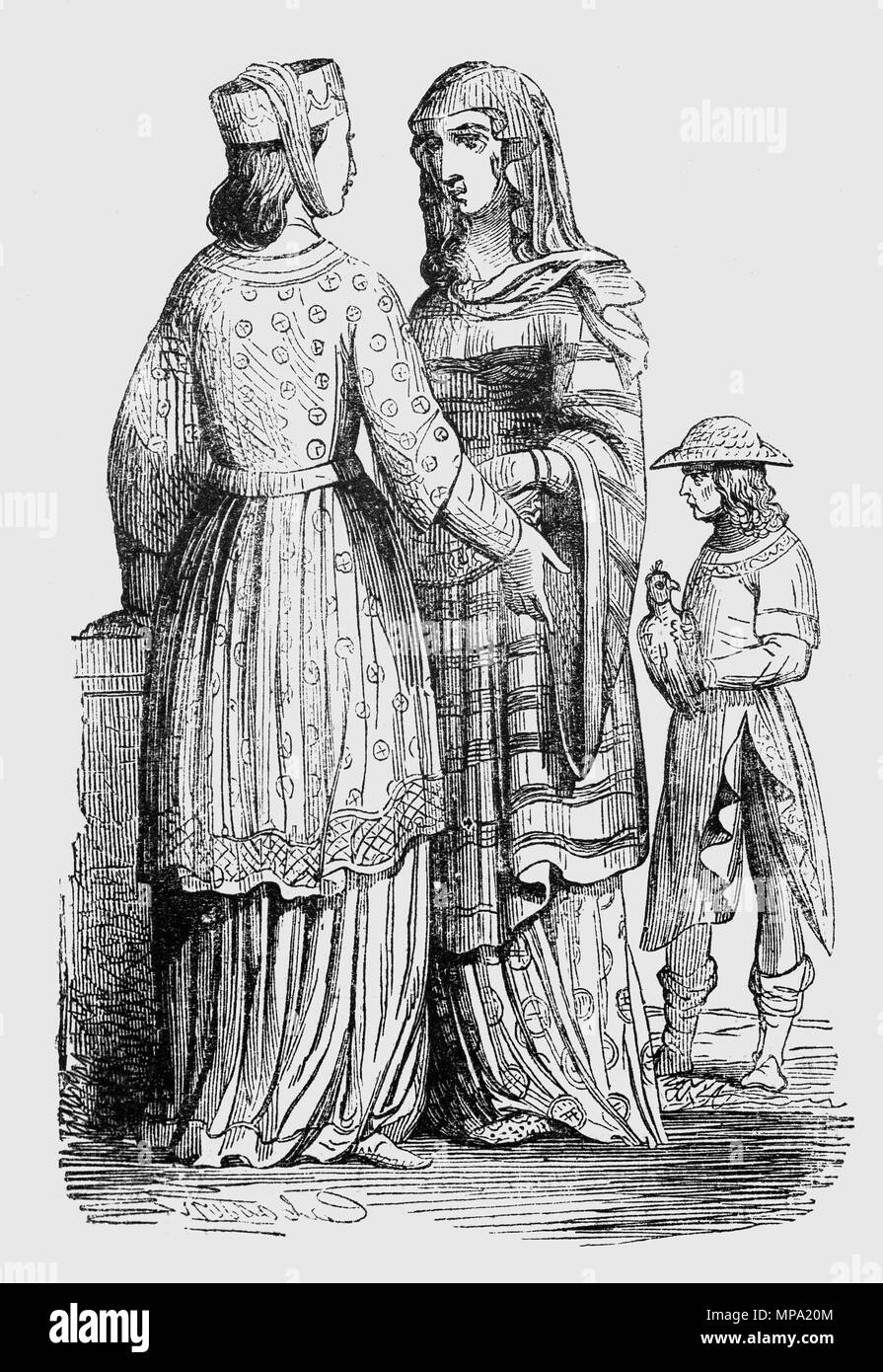 The attire of Noble Ladies in Normandy during the early part of the 12th Century Stock Photo