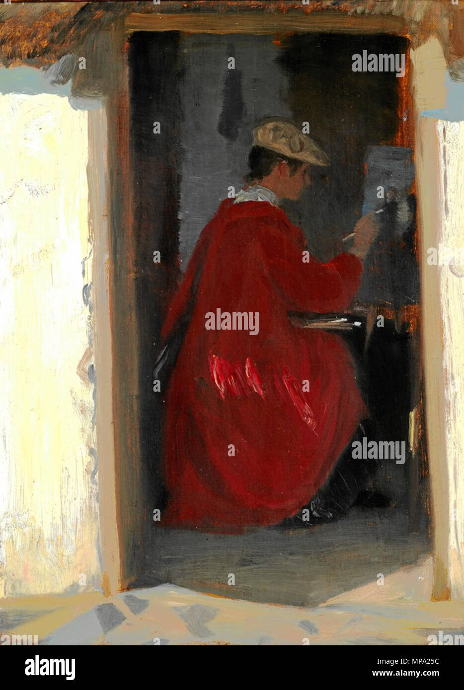 Dansk: Marie Krøyer malende i Ravollo   1890.   860 Marie malende i Ravello Stock Photo