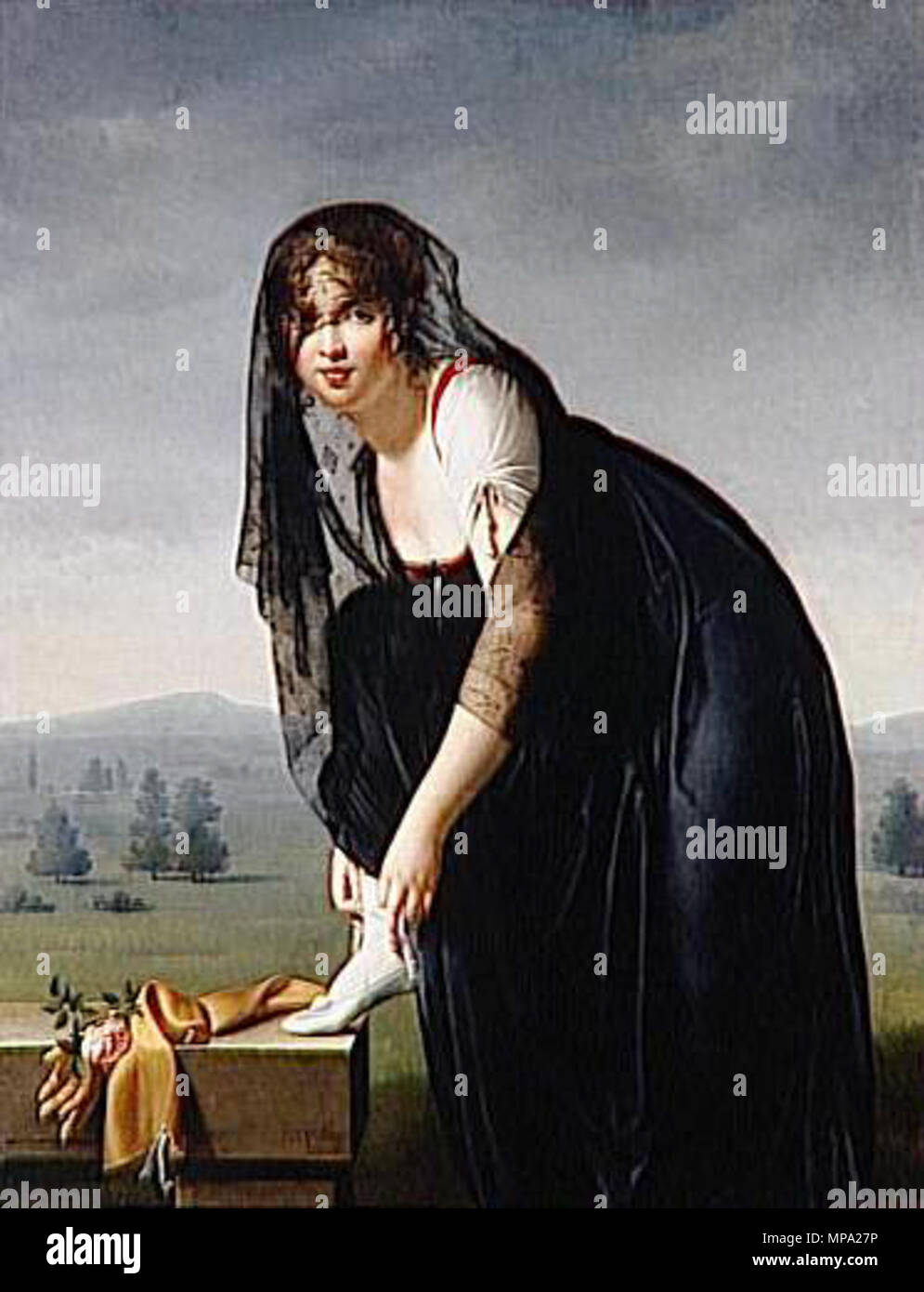 French: Une étude de femme d'après nature or Portrait of Madame Soustras   1830s.   861 Marie-Denise Villers - Une etude de femme d'apres nature Stock Photo