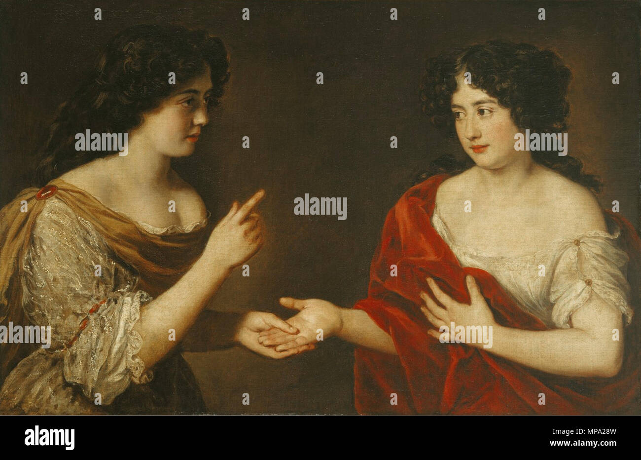 Hortense Mancini, Duchesse de Mazarin (1646-99) and her sister, Marie  Mancini (1639-1715) . English: Portrait of Hortense Mancini and her sister  Marie Français : Portrait de Hortense Mancini, duchesse de Mazarin, et