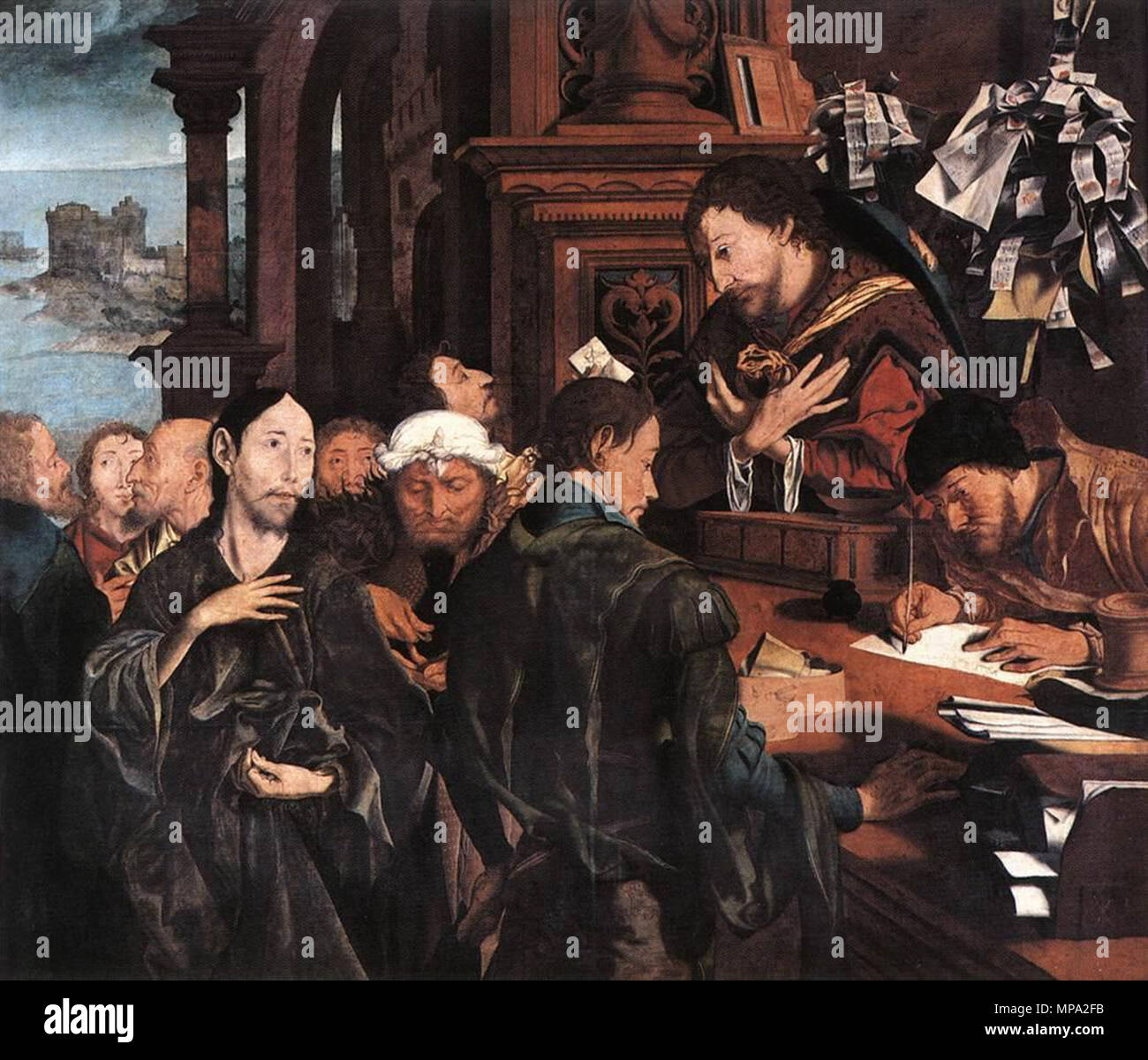 English: The Calling of Matthew   1536.   862 Marinus van Reymerswale - The Calling of Matthew - WGA19324 Stock Photo