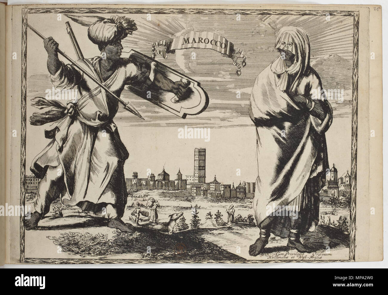 864 Marocco -Maroc- - Costumes des quatre parties du monde, gravés dans la manière de Luycken (1670) Stock Photo