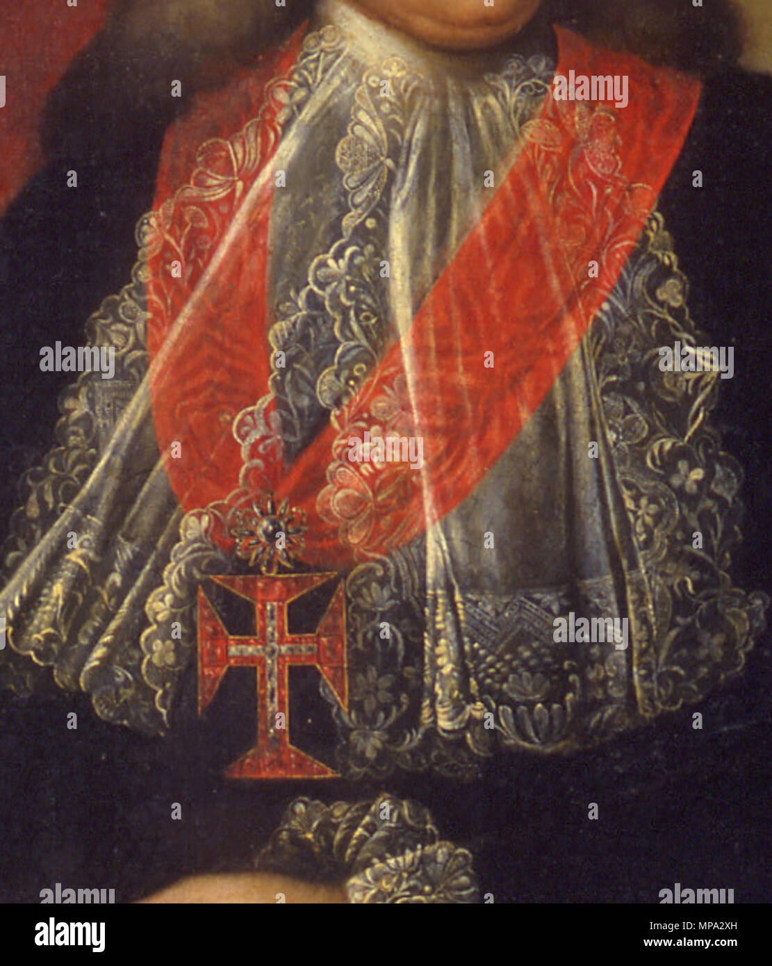 864 Marquês de Pombal (pormenor jabot e Ordem de Cristo) - Joana do Salitre (Palácio Pimenta) Stock Photo