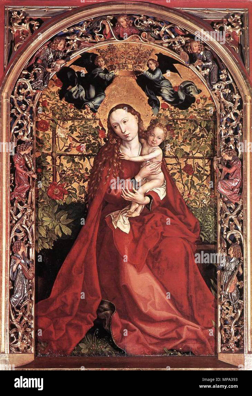 Madonna of the Rose Bush   1473.   865 Martin Schongauer - Madonna of the Rose Bush - WGA21043 Stock Photo