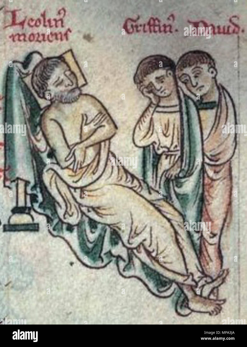 . Manuscript drawing showing Llywelyn the Great with his sons Gruffydd and Dafydd. By Matthew Paris, in or before 1259. circa 1259. User:Lampman 867 Marwolaeth Llywelyn Fawr Stock Photo