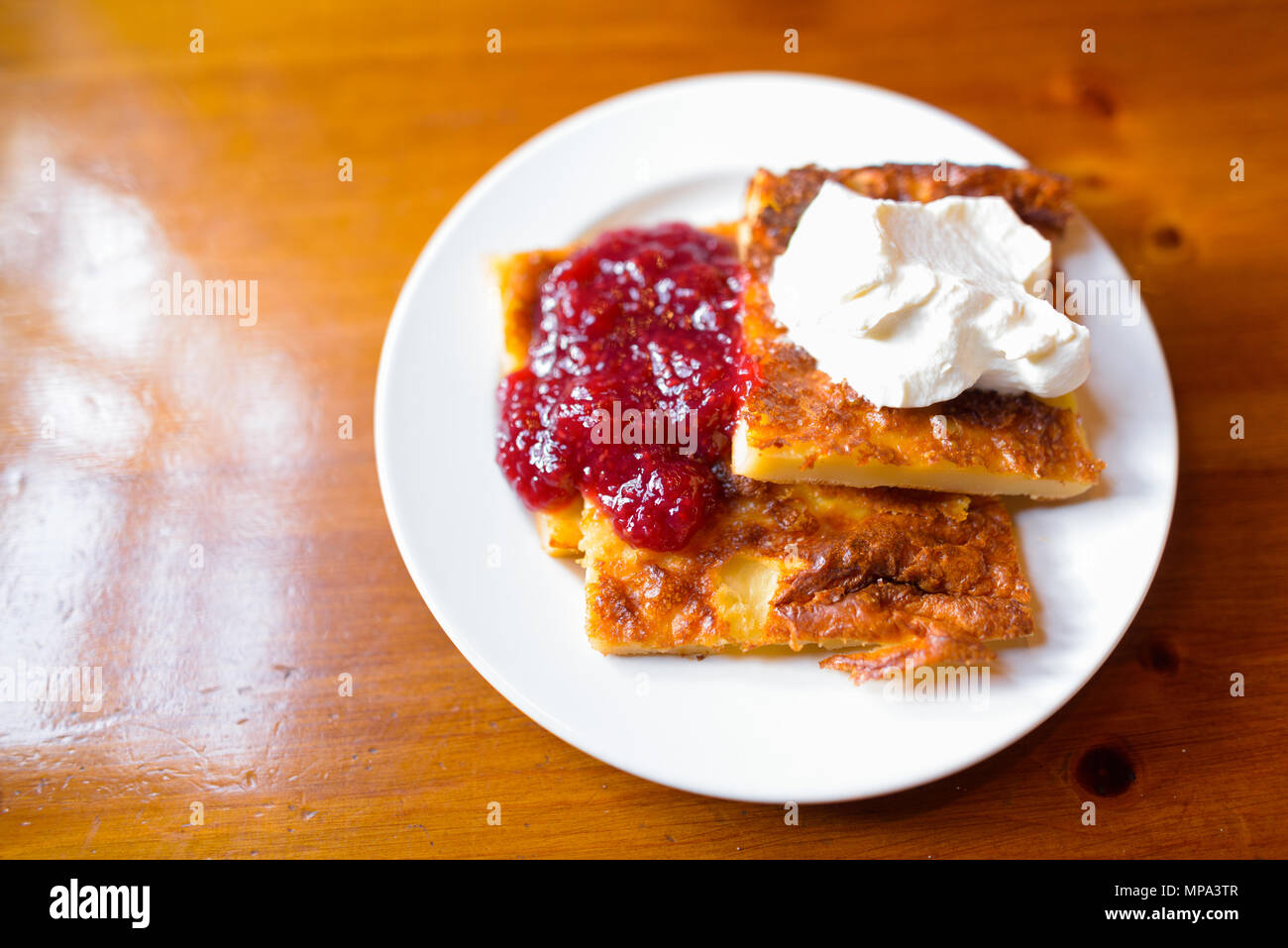 Finnish Pancakes Served On Table Stock Photo