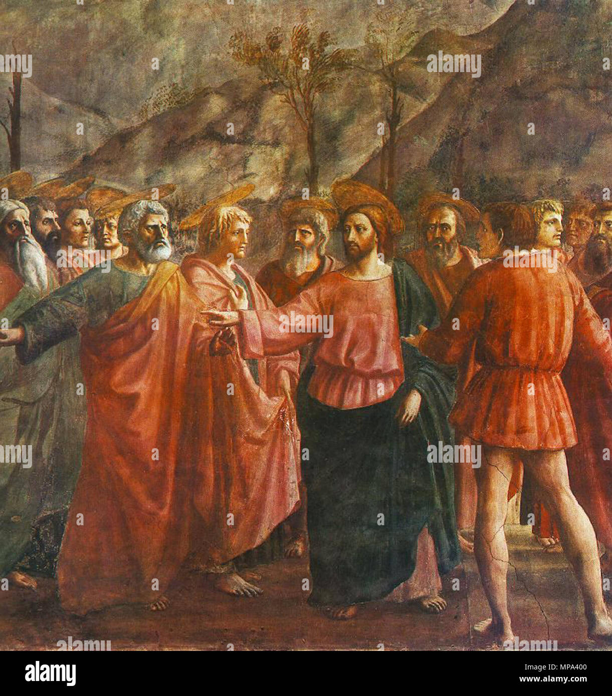 Tribute Money (detail)   between 1426 and 1427.   868 Masaccio - Tribute Money (detail) - WGA14195 Stock Photo