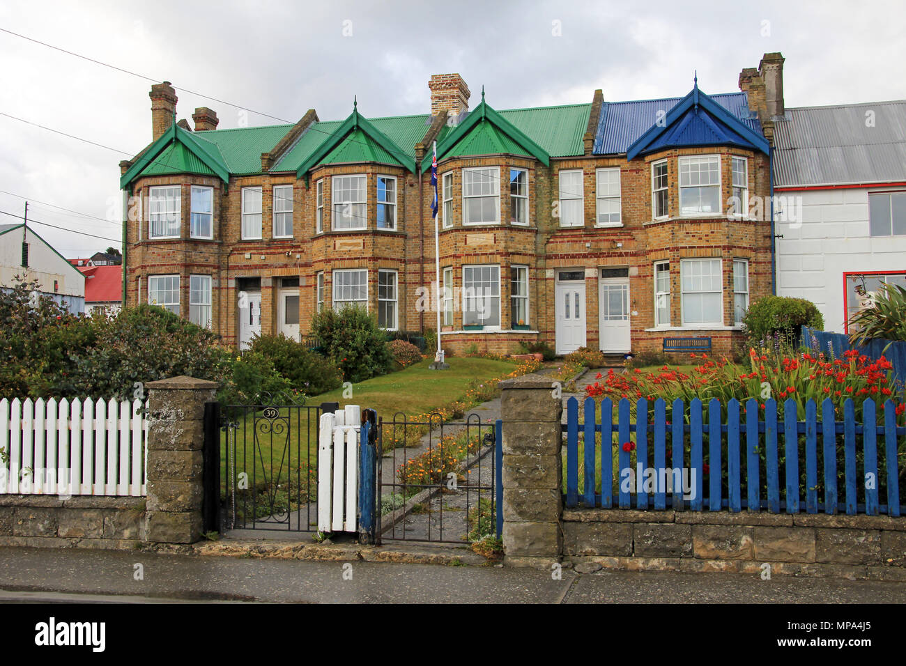Typical british town houses in Port Stanley, Falkland Islands Stock