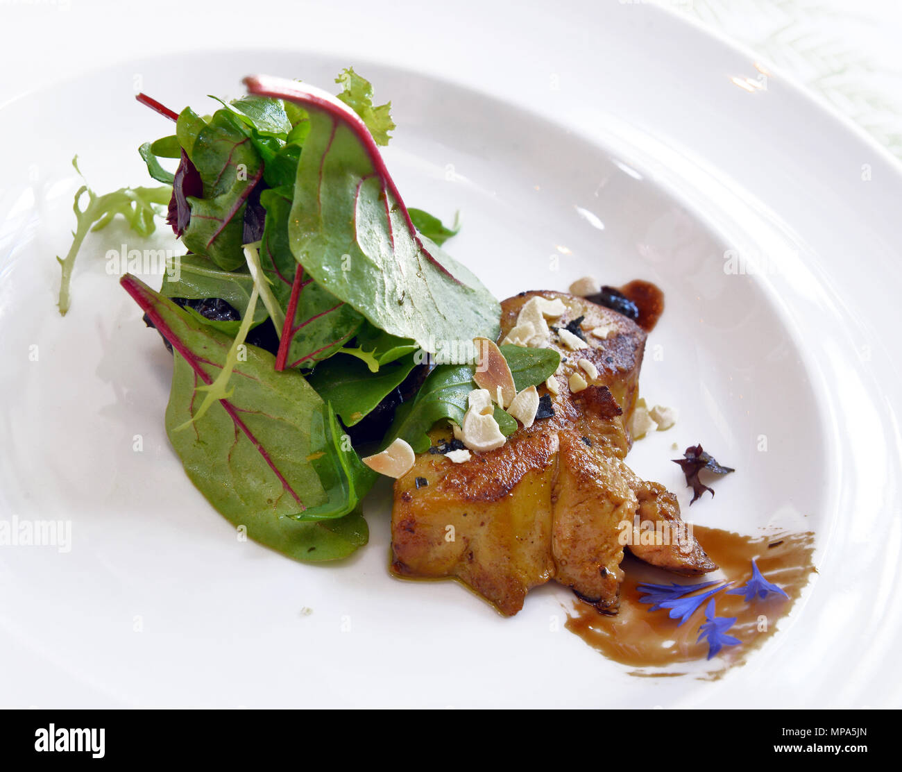 foie gras with salad and jam Stock Photo