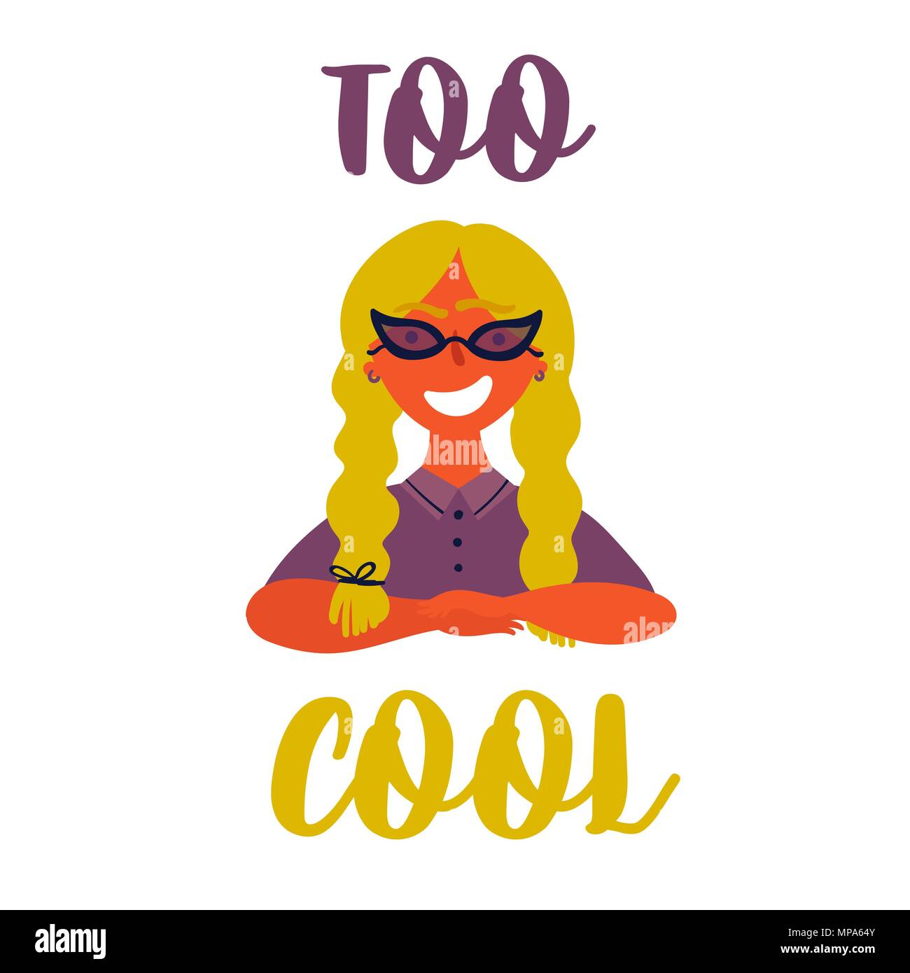 Too cool text. Cool girl in sunglasses poster Stock Vector Image & Art
