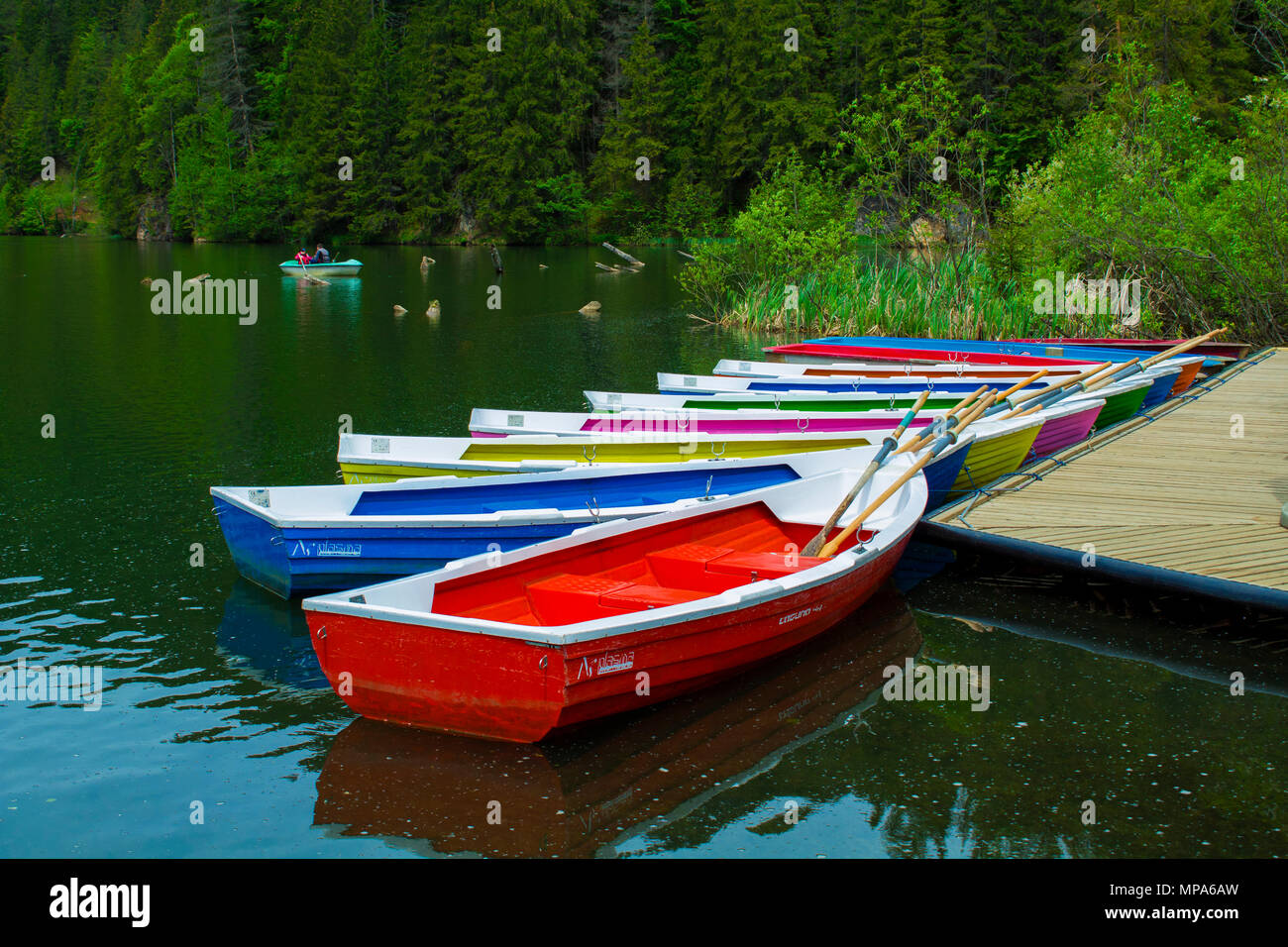 Boats at the Red Lake Stock Photo