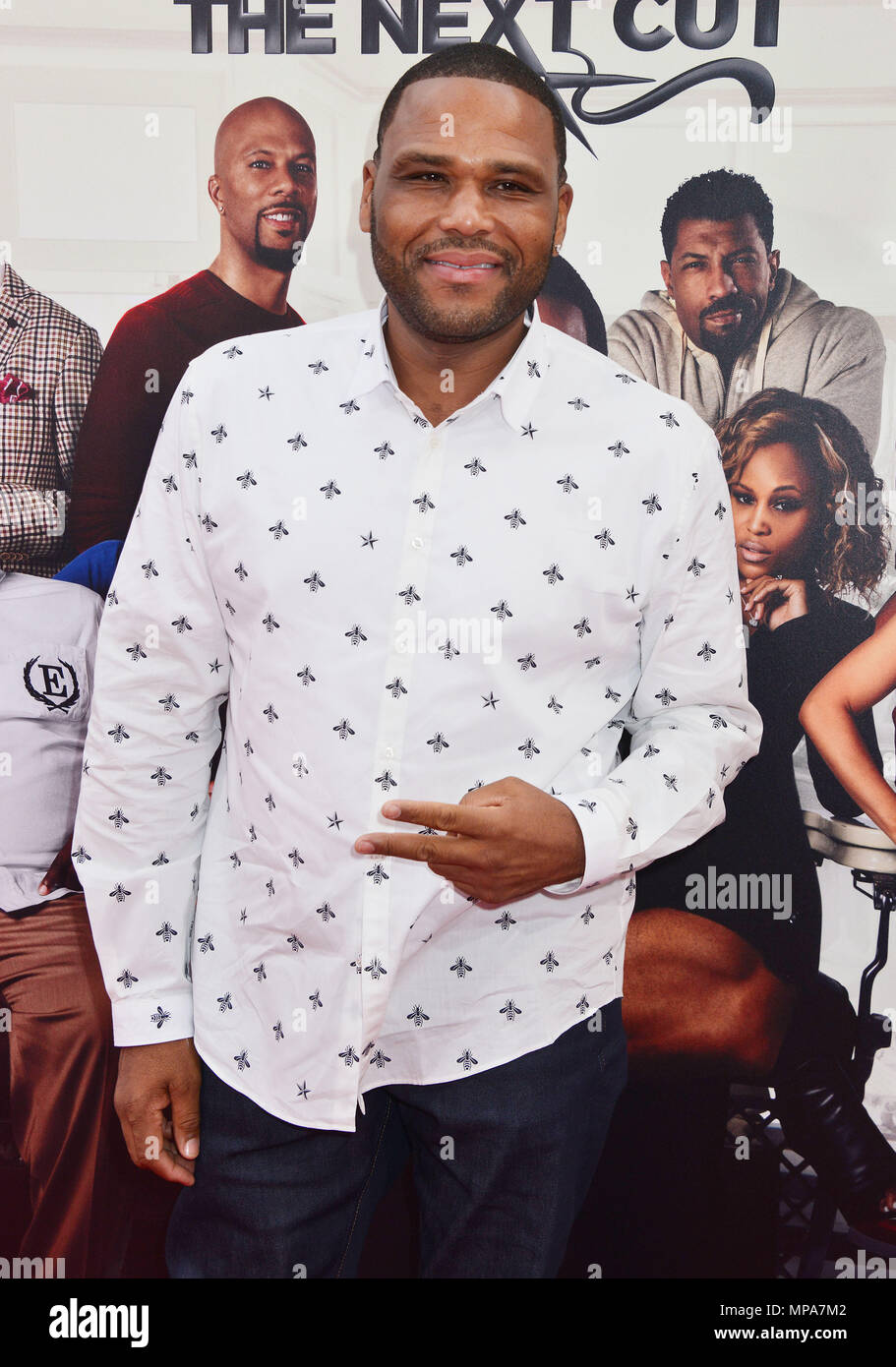 Anthony Anderson 020 at The BarberShop, The Next Cut Premiere at the TCL Chinese Theatre in Los Angeles. April 5, 2016Anthony Anderson 020 ------------- Red Carpet Event, Vertical, USA, Film Industry, Celebrities,  Photography, Bestof, Arts Culture and Entertainment, Topix Celebrities fashion /  Vertical, Best of, Event in Hollywood Life - California,  Red Carpet and backstage, USA, Film Industry, Celebrities,  movie celebrities, TV celebrities, Music celebrities, Photography, Bestof, Arts Culture and Entertainment,  Topix, Three Quarters, vertical, one person,, from the year , 2016, inquiry t Stock Photo