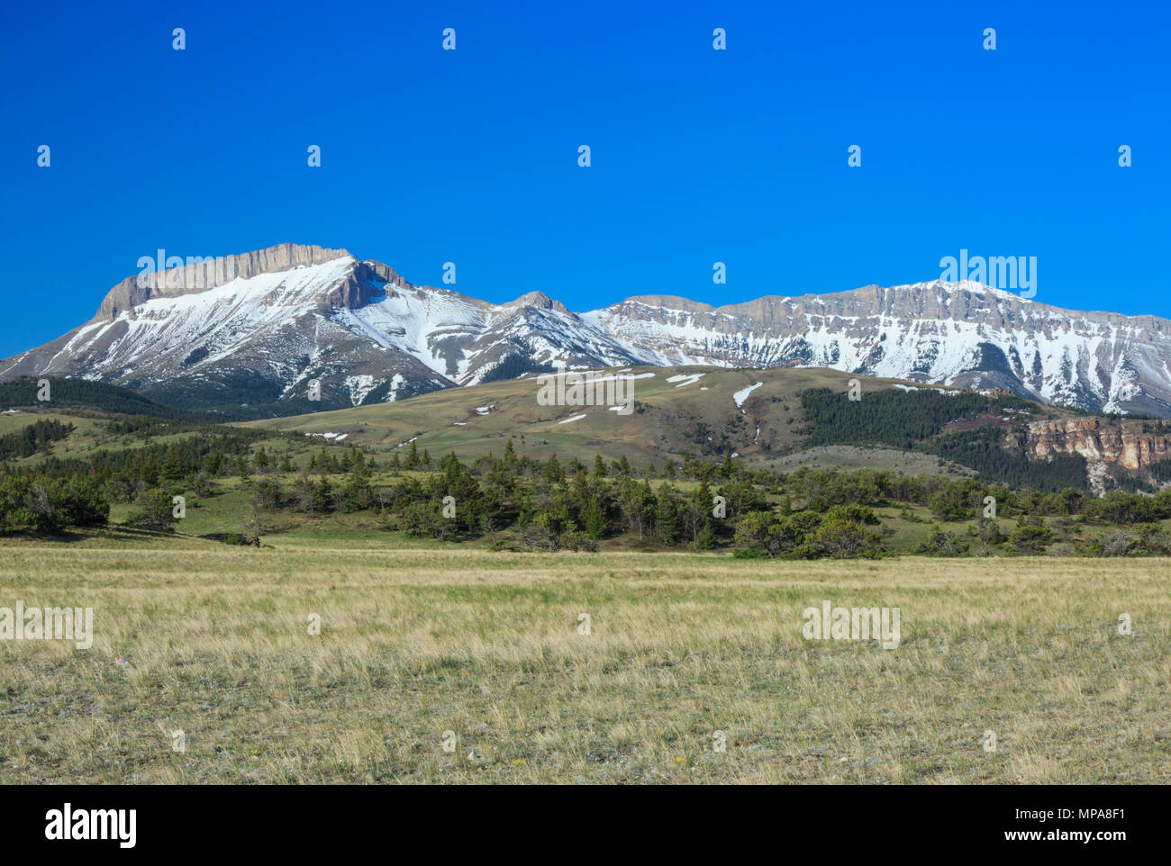 ear mountain along the rocky mountain front near choteau, montana Stock Photo