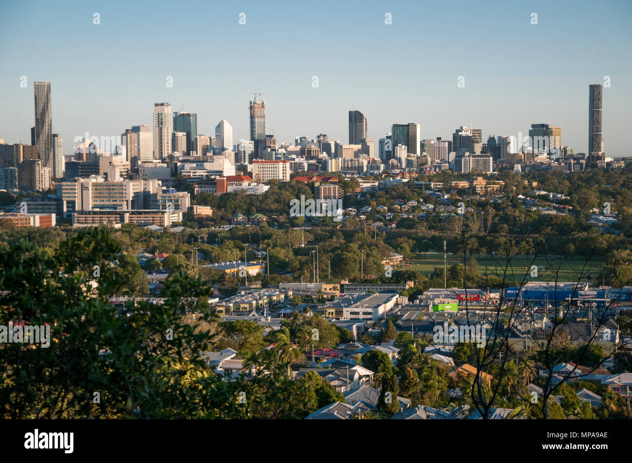 City CBD skyine of Brisbane, the Queensland state capital from Eildon