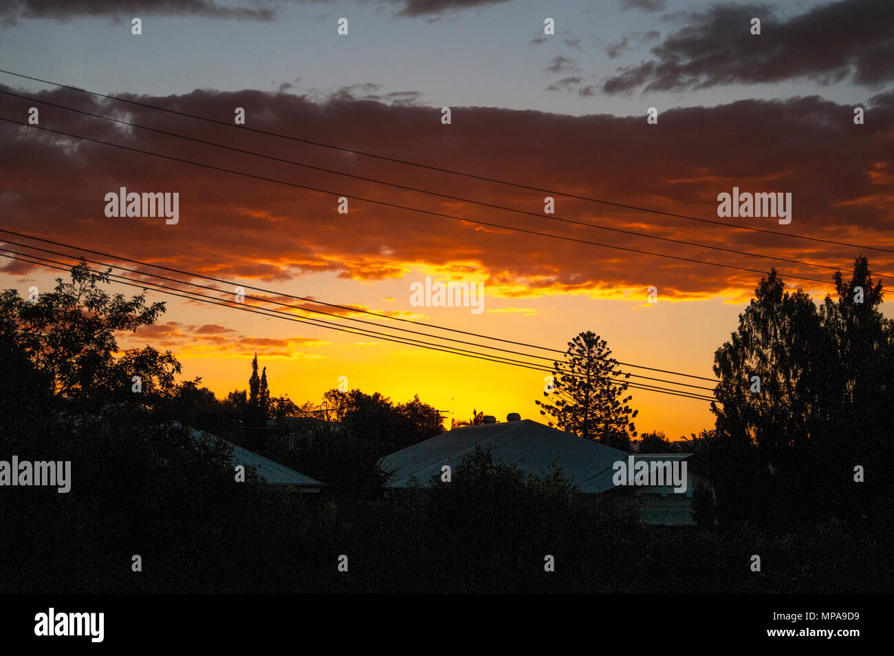 Tropical sunset over the suburbs of Brisbane, Queensland, Australia Stock Photo