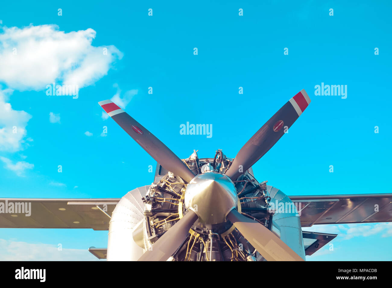 Retro Airplane with engine and Propeller Stock Photo - Alamy