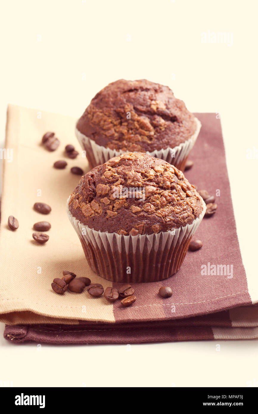 two chocolate chip muffins Stock Photo