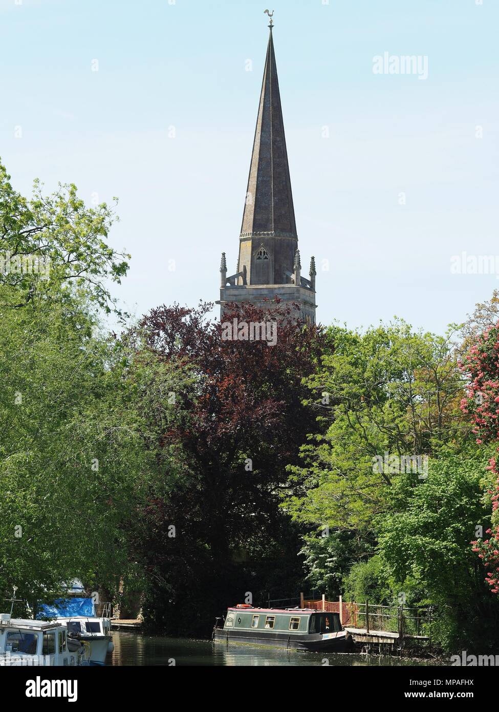 View across the Thames to Trinity Church, Abingdon,  Oxfordshire Stock Photo