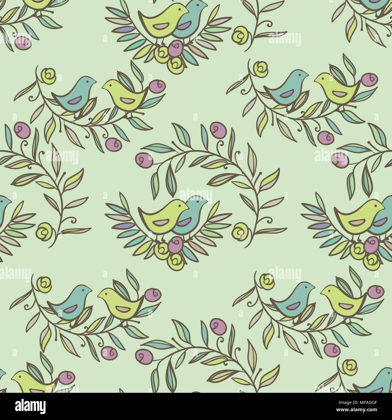 Vintage Floral Seamless Background with Birds Stock Vector Image & Art ...