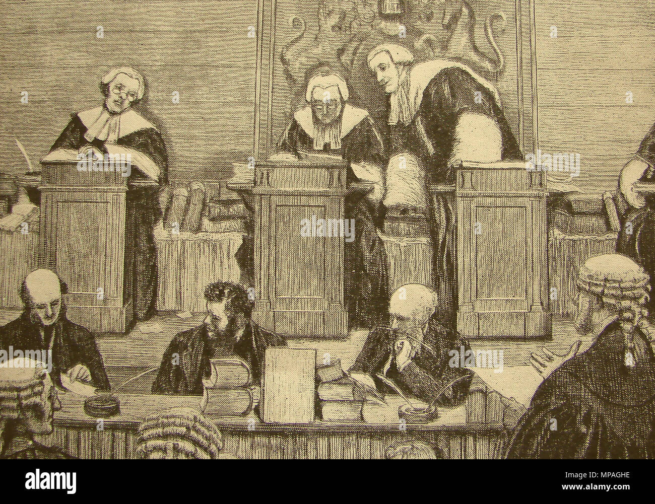 1870 - Britain -  An assembly of the Court of the Queen's Bench. Stock Photo