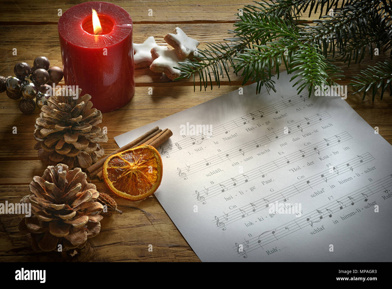 Candle with song text Stock Photo Alamy