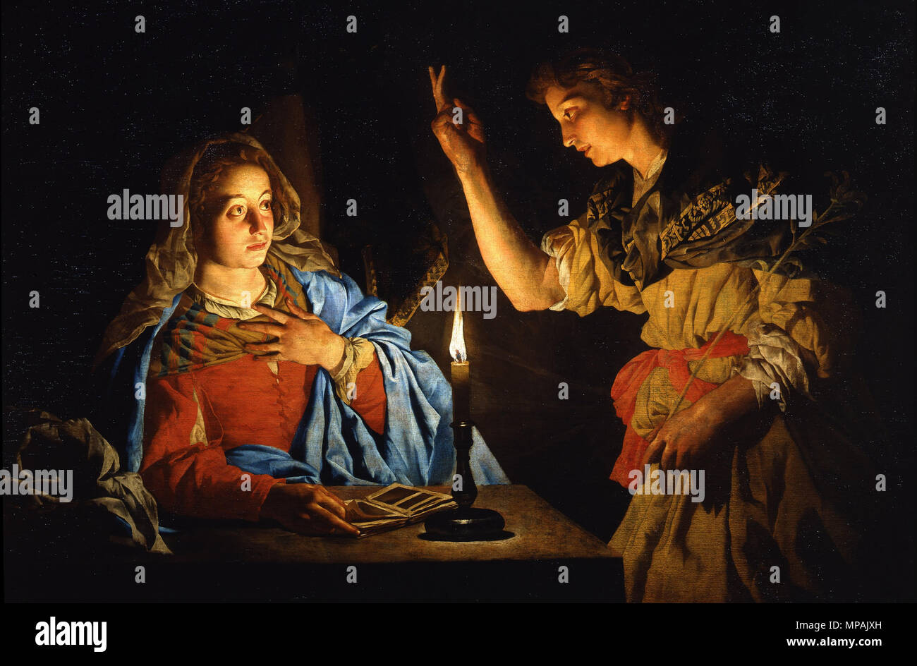The Annunciation   early 17th century.   876 Matthias Stomer - Annunciazione - Google Art Project Stock Photo