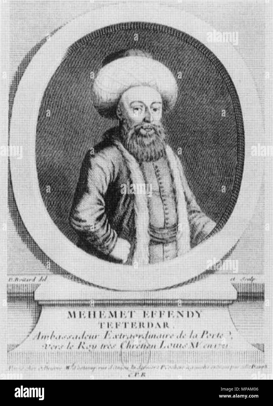. English: Mehmed Effendi . 1721. French engraver 1721 880 Mehmed Effendi 1721 Stock Photo