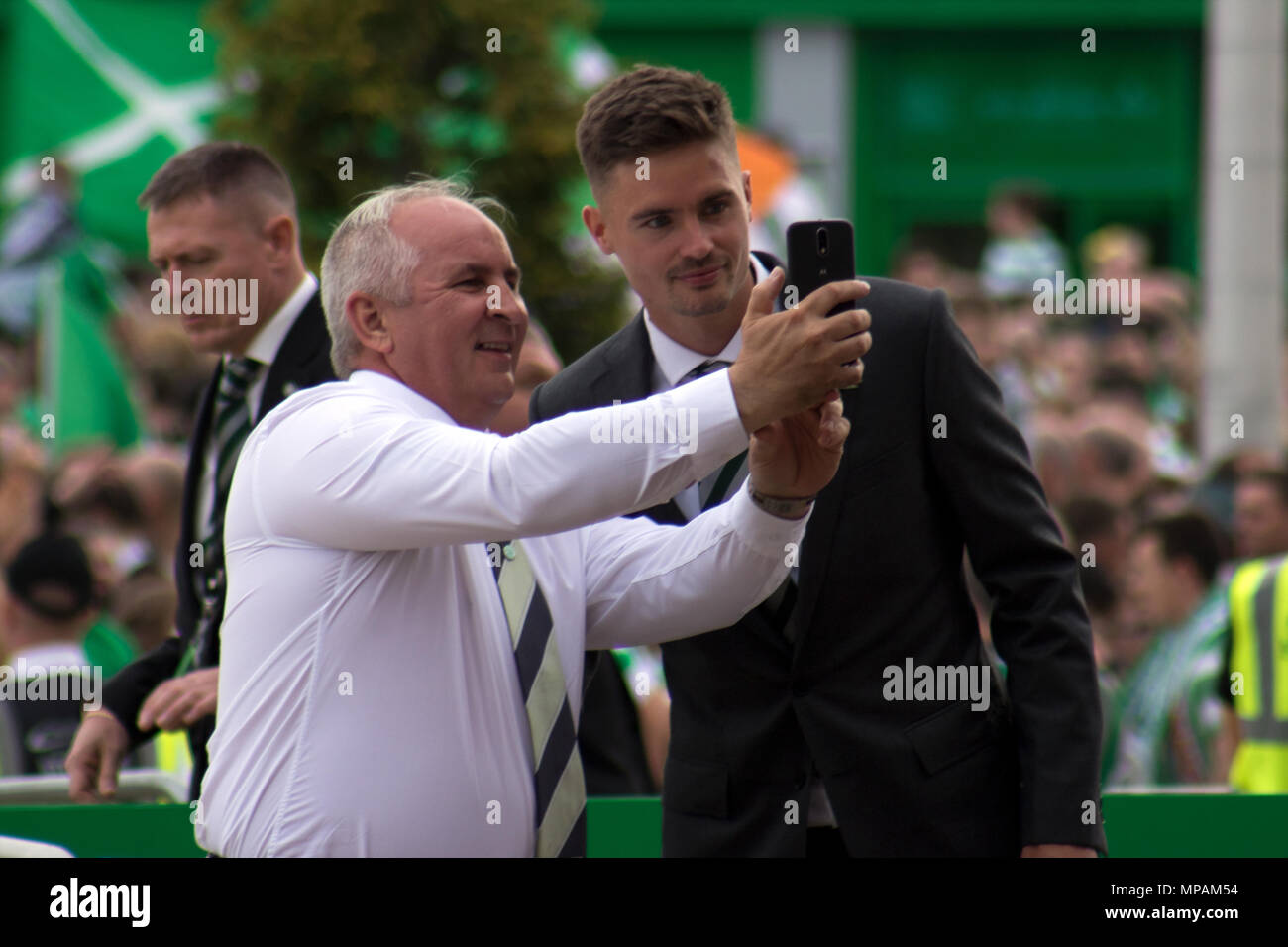 Celtic footballer, Mikael Lustig at Celtic Park, Glasgow, Scotland, on Saturday, 19th May, 2018 Stock Photo