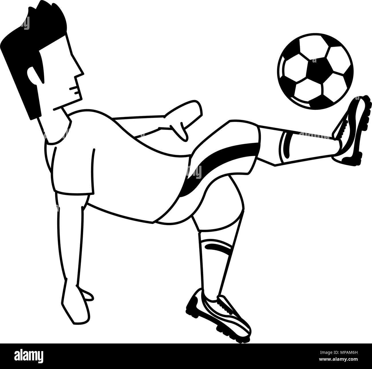 Soccer player cartoon in black and white colors Stock Vector Art ...