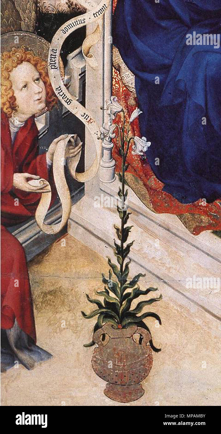 The Annunciation . detail . between 1393 and 1399.   881 Melchior Broederlam - The Annunciation (detail) - WGA03225 Stock Photo