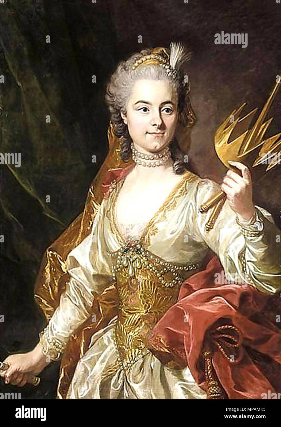 English: Melpomene, Muse of Tragedy   1746-1766.   882 Melpomene, Muse Of Tragedy by Louis-Michel van Loo Stock Photo