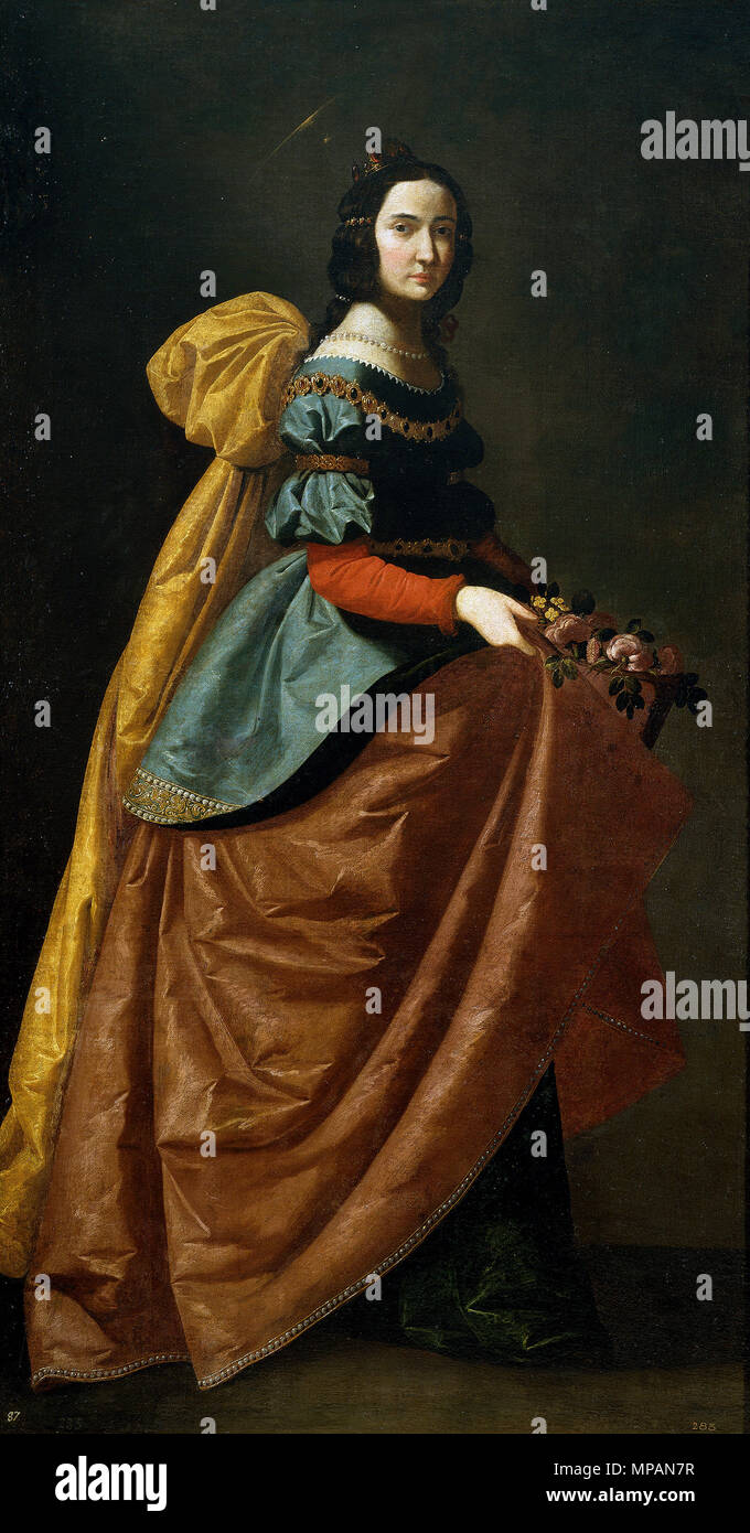 Q15943274 . Francisco de Zurbarán, Santa Isabel de Portugal, óleo sobre lienzo, 184 x 98 cm. Museo del Prado . circa 1635.   1094 Santa Isabel de Portugal Stock Photo
