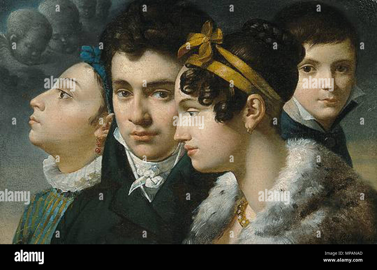 Deutsch: 'Familienbildnis' English: 'Family Portrait' Français : 'Portrait de famille'   1813.   885 Merry-Joseph Blondel - Portrait de famille Stock Photo