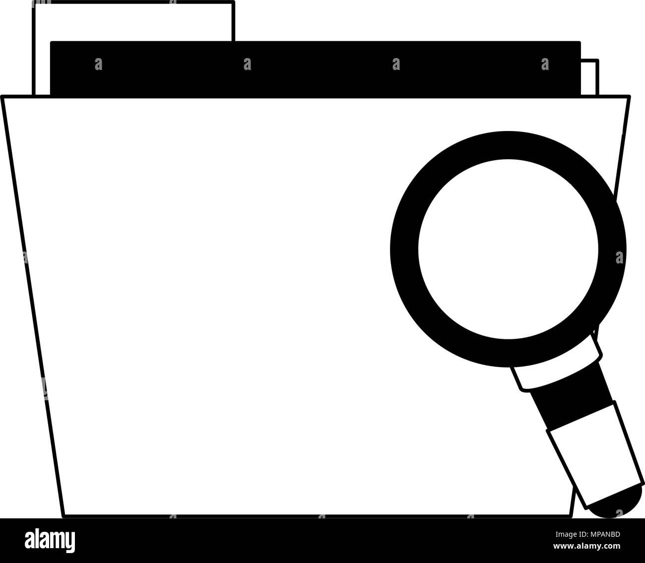 Folder with magnifying glass in black and white colors Stock Vector ...