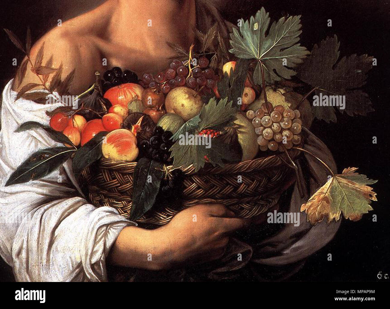 Boy with a Basket of Fruit (detail) circa 1593. 889 Michelangelo Merisi ...