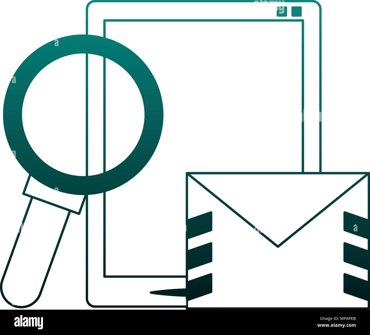 Tablet and email blue lines Stock Vector