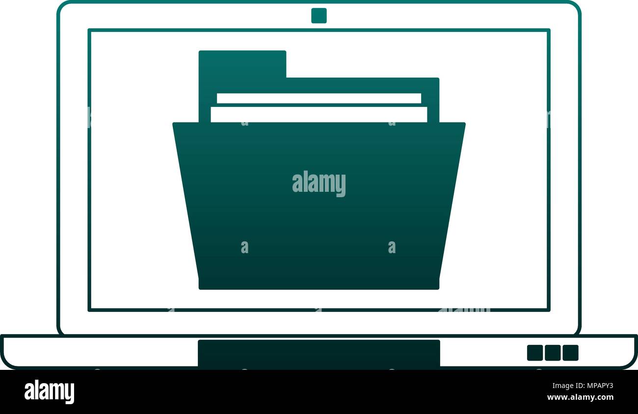 Laptop with documents blue lines Stock Vector Image & Art - Alamy