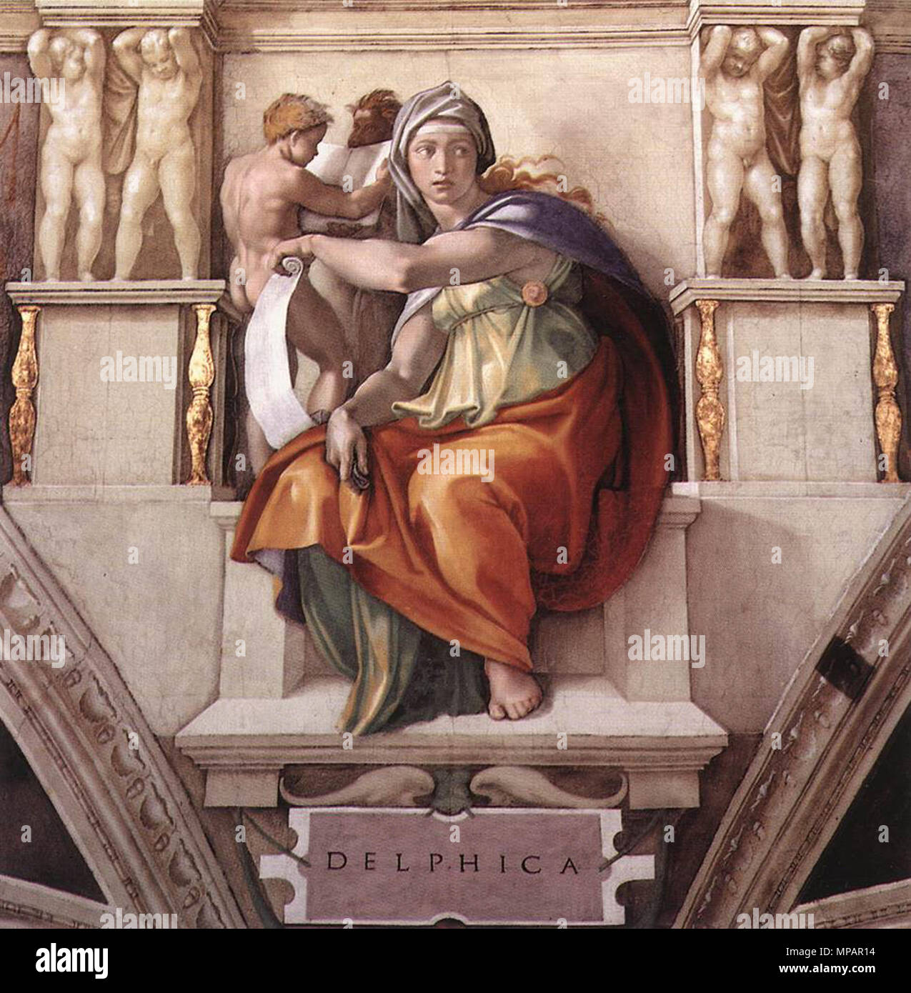 English: The Delphic Sibyl   1509.   891 Michelangelo, sibille, delfica 01 Stock Photo