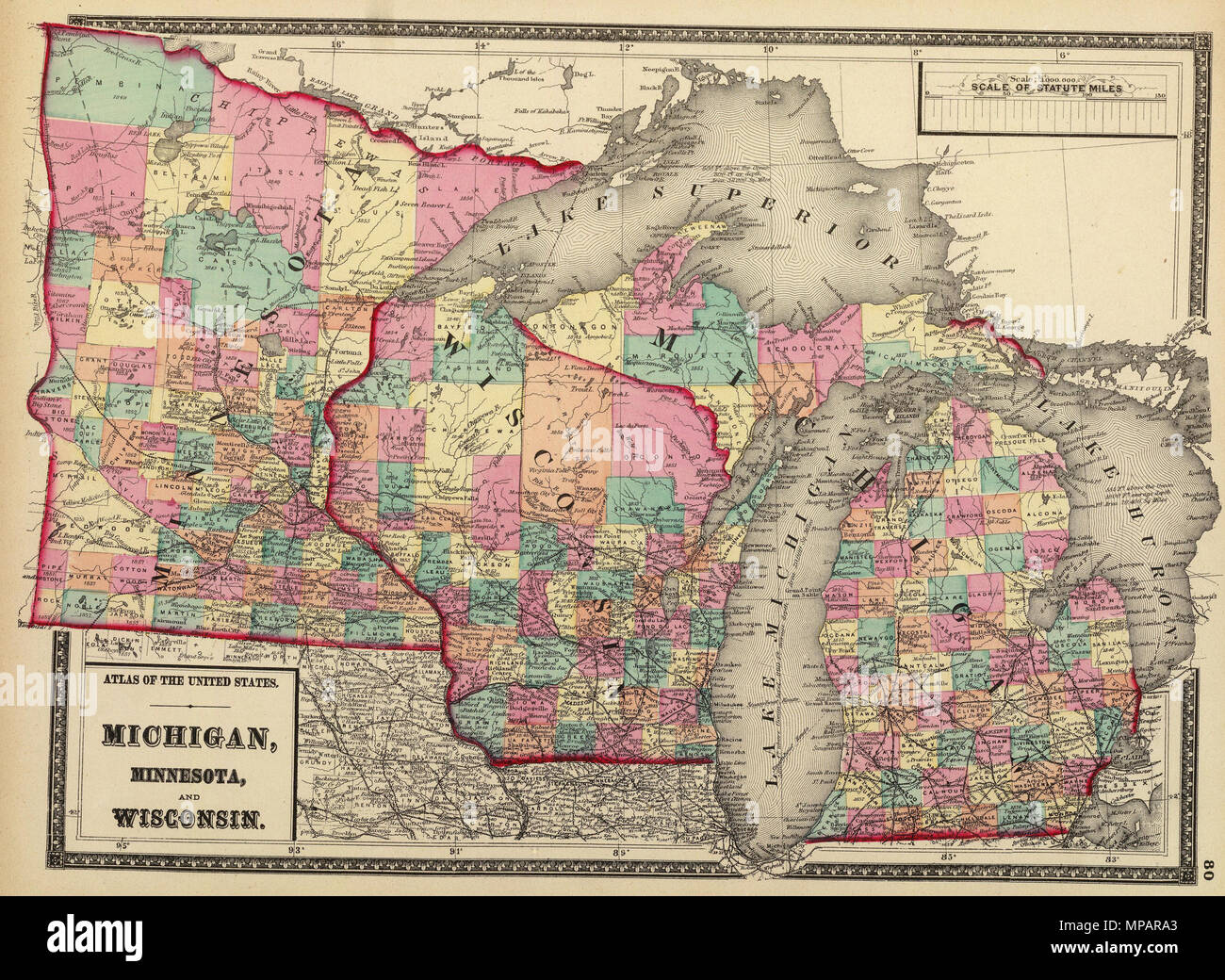 map of wisconsin and michigan English 1872 Map Of The States Of Minnesota Wisconsin And map of wisconsin and michigan