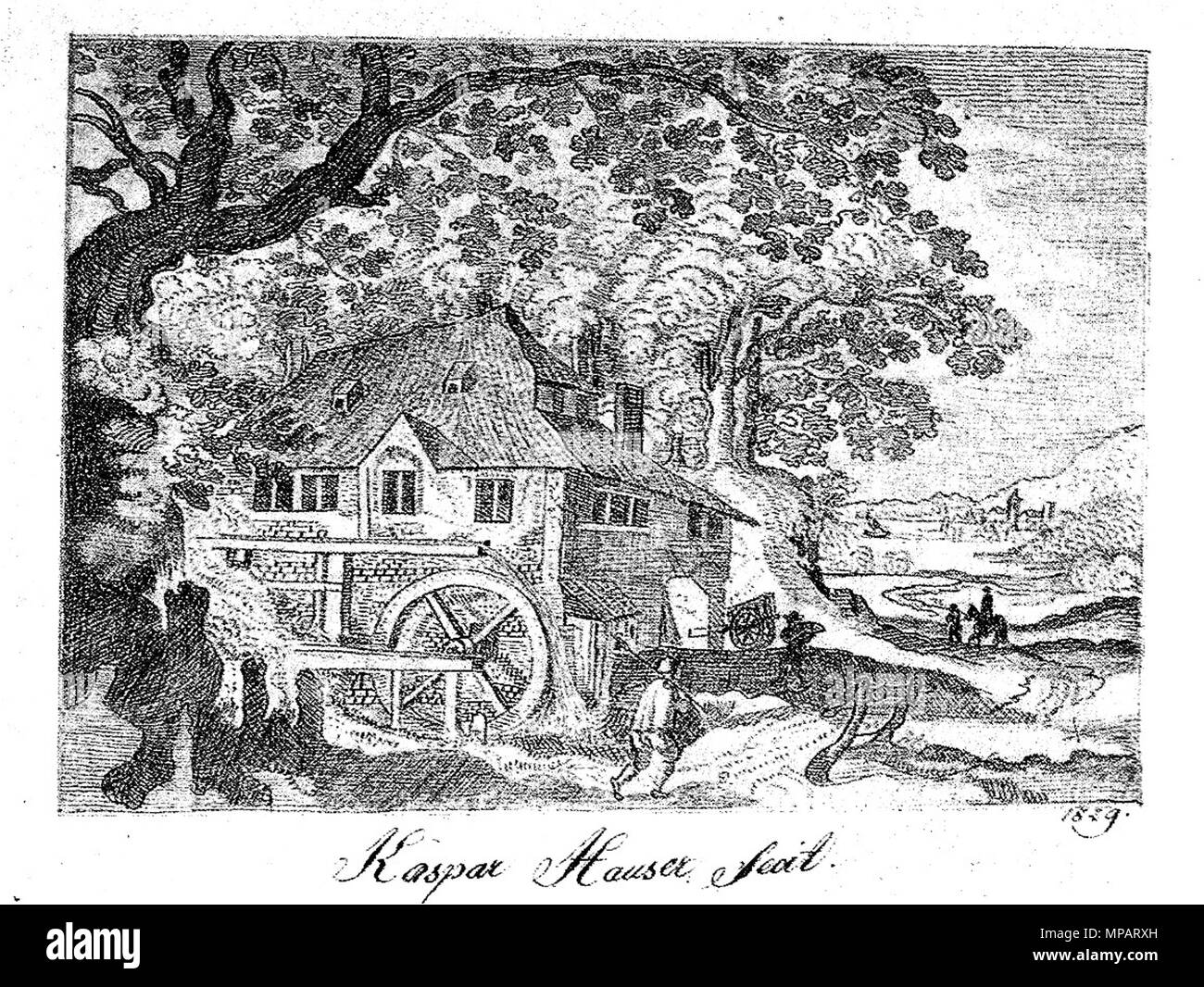 . English: pencil drawing by Kaspar Hauser . 1829. Kaspar Hauser 894 Mill pencil drawing by Kaspar Hauser, 1829 Stock Photo