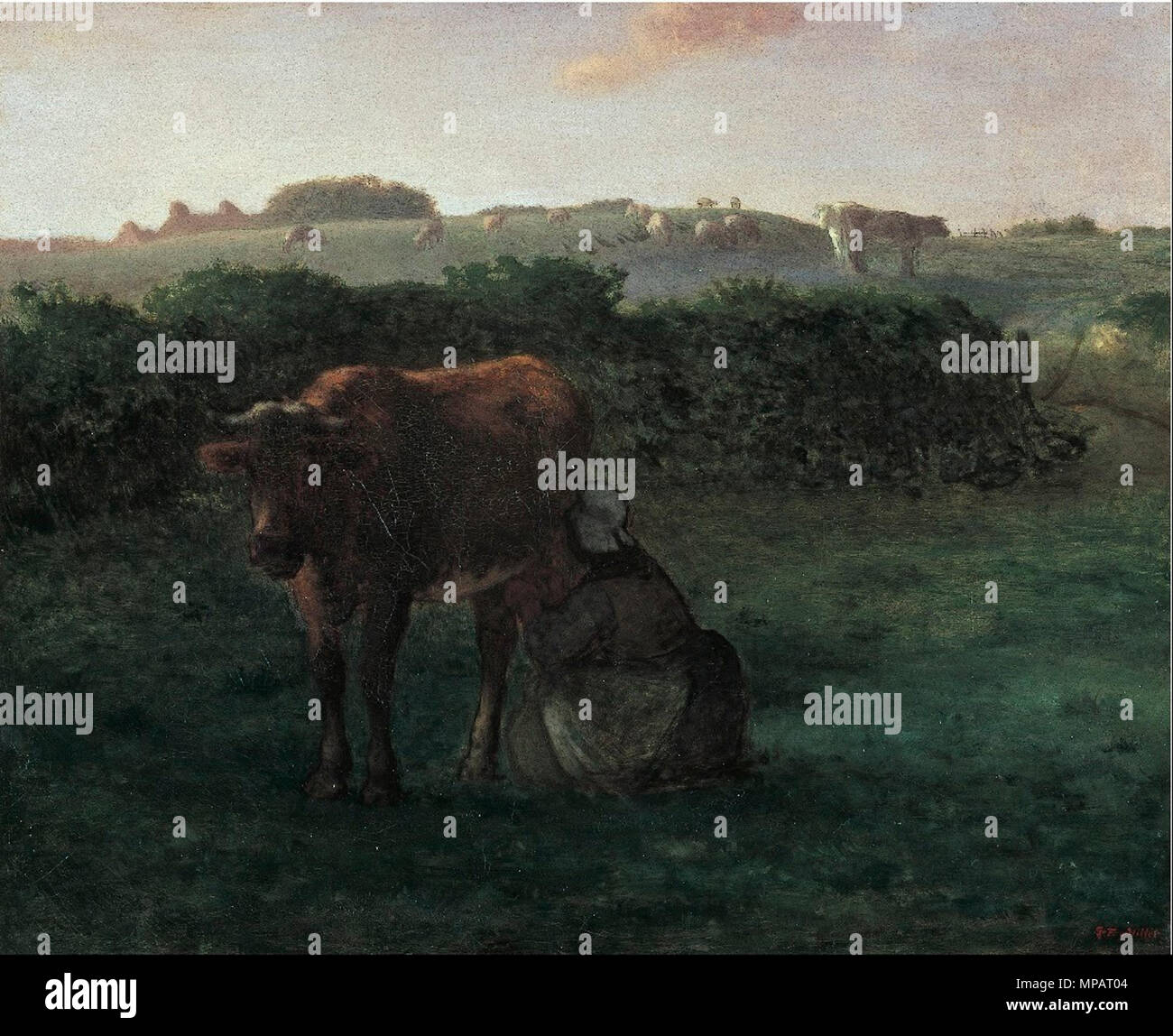 895 Jean-François Millet - Woman Milking a Cow - Google Art Project Stock Photo