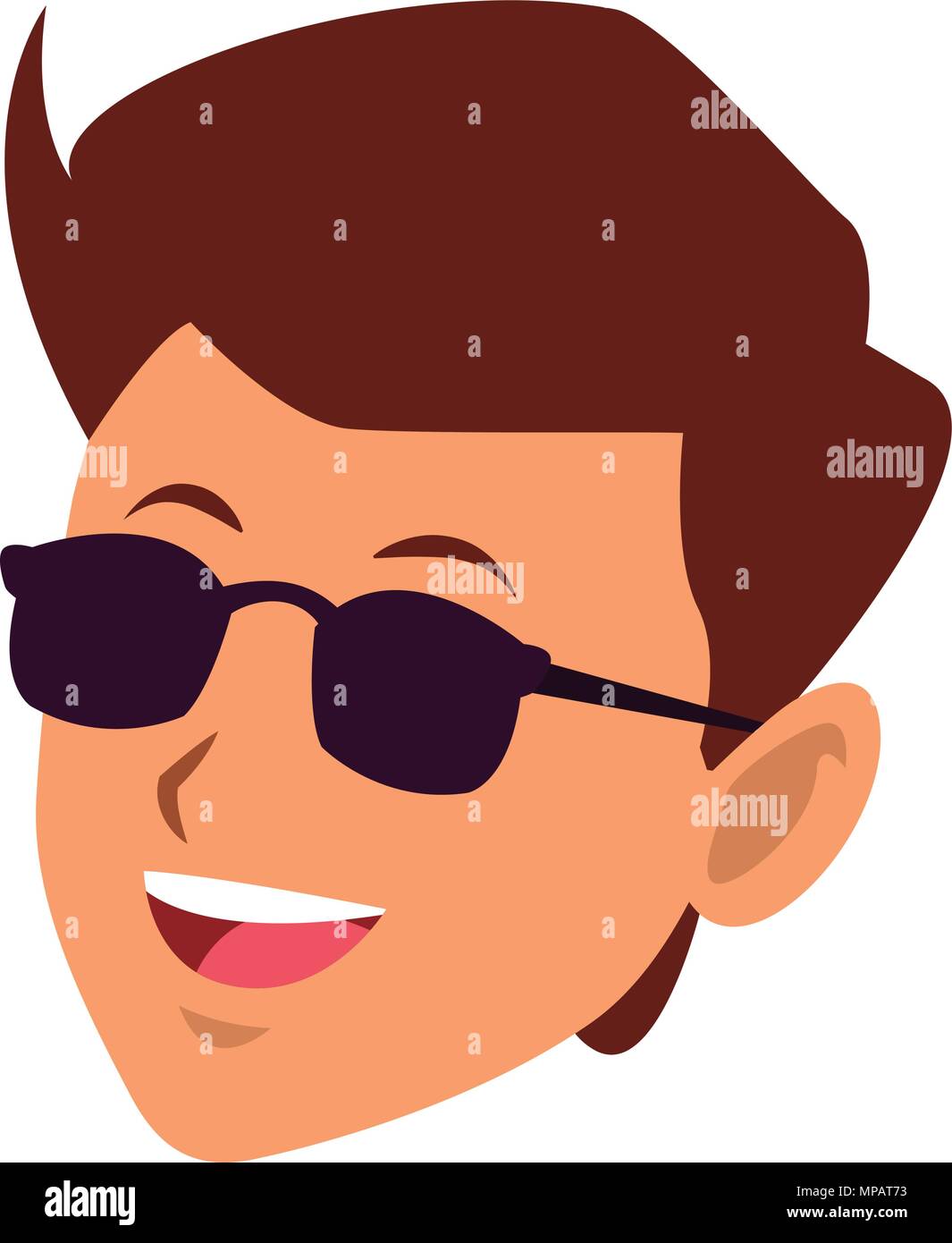 Manwith sunglasses face cartoon Stoc…